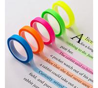 5 Rouleaux Ruban Surligneur, 6mm x 5m Amovible Ruban Fluorescent Surligneur Fluorescent Ruban Adhésif Coloré Transparent pour Étudiants Enseignants Lecture Prise de Notes en Classe Bureau