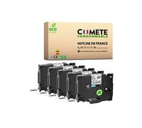 5 Rubans etiquettes compatibles avec BROTHER TZE131 Noir