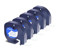 5 rubans papier 12mm×4m noir sur blanc pour Dymo LetraTag, références 91200 | Compatible avec dymo letratag LT-100H LT-100T LT-110T QX50 XR XM 2000 LT-100T Plus LT-100H Plus 200B
