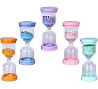 5 Sablier Colore kit,Minuterie de Cuisine,Sable Couleurs Horloge,Gestion du Temps pour Les Enfants se Brosser Les Dents, École, Bureau, Activités Chronométrées,3/5/10/15/30Min