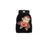(5)Sacs à dos Brown Monkey Curious George pour hommes, femmes, étudiants, cartable de 15 pouces