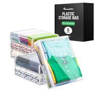 5 sacs de rangement pour vêtements, tricot, anti-mites, de couverture avec fermeture éclair, en plastique transparent, pour draps de lit, literie, couette, bébé, vêtements, vinyle, 45 x 38 x 10 cm