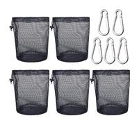 5 sacs en maille noire, 5 carabiners, sacs de rangement multifonction, fournitures de voyage, stockage de vêtements, chaussures, cosmétiques