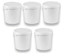 5 seaux de 30 litres avec couvercle blanc, seaux à lait/stockage empilables, seaux à miel, seaux en plastique avec agrément alimentaire, récipients alimentaire, récipient alimentaire pour farine