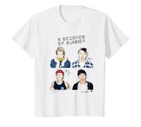 5 Seconds of Summer - Photo Scribble T-Shirt, Enfant, Blanc, 8 Ans