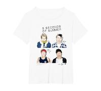 5 Seconds of Summer - Photo Scribble T-Shirt, Femme Grandes Tailles, Blanc, 5X