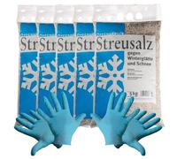 5 sels de déneigement à gros grains 5 kg + 2 paires de gants jetables en nitrile