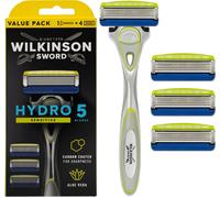 5 Sensitive Razor For Men - Aloe Vera To Reduce Irritation - Moisturizing Gel And Precision Blade - 1 Razor Handle + 4 Blade Refills