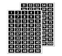 5 Séries - Chiffre Autocollant Adhesifs 1-100, Vinyle Imperméable - Blanc, 40 x 25 mm