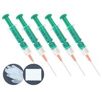 5 seringues de rechange 10ml avec aiguille épointée, 2x gants en vinyle et 4x écouvillons en cellulose pour liquides, arômes, hobby et DIY et bureau