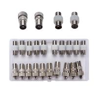 5 Sets Antenna Connectors, 5 × Female and 5 × Male TV Antenna Coaxial Cable Connectors Adapter, RF Cable TV Antenna Connector Socket, Coaxial Coupler, Silver