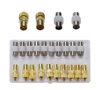 5 Sets Antenna Connectors, 5 × Female and 5 × Male TV Antenna Coaxial Cable Connectors Adapter, RF Cable TV Antenna Connector Socket, Coaxial Coupler, Gold