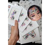 5 sets de stickers de bijoux de visage, strass de visage pailletés, mélange de styles de cristaux de visage de sirène. Ensemble de stickers de cristaux de visage, sirène, fête rave, tatouages temporai