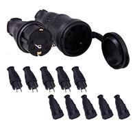 5 Sets Kit Fiche Mâle + Prise Femelle 250V 16A 4000 W Fiche Électrique en Caoutchouc Broche IP44 Fiche d'Alimentation Étanche - Pour câble de 0,5 à 3 cm²