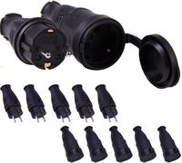 5 Sets Kit Fiche Mâle + Prise Femelle 250V 16A 4000 W Fiche Électrique En Caoutchouc Broche Ip44 Fiche D'Alimentation Étanche - Pour Câble De 0,5 À 3 Cm²