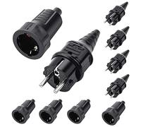 5 Sets Kit Fiche Mâle + Prise Femelle 250V 16A Fiche Électrique en Caoutchouc Broche IP44 Fiche d'Alimentation Étanche, Noir