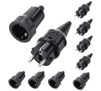 5 Sets Kit Fiche Mâle + Prise Femelle 250V 16A Fiche Électrique en Caoutchouc Broche IP44 Fiche d'alimentation Étanche, Noir