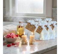 5 sets Mini bougie cadeau ours, bougies de célébration des fêtes, avec sacs en organza et étiquettes de remerciement, style européen minimaliste, petites bougies cadeaux pour amis et famille, cadeaux 