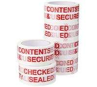 5 Star Lot de 6 Ruban adhésif avec inscription "Content Checked and Security Sealed" Polypropylène Rouge/blanc 50 mm x 66 m (Import Royaume Uni)