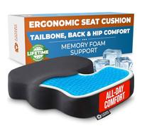 5 Stars United Mémoire de Forme pour Siège, Ergonomique Coccyx, Soulagement Sciatique & Lombaires, Anti-Dérapant, Portable, Housse Lavable - Arctic Noir