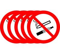 5 Sticker Interdiction de Fumer et Vapoter de 20 cm | Pictogramme Officiel, Autocollant Vinyle, Conforme Signalisation Entreprise, Plusieurs Tailles et Lots