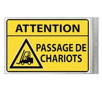 5 stickers 17 x 11 cm ATTENTION PASSAGE DE CHARIOTS autocollant