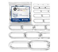 5 Stück 150cm = 1,5 Meter 3mm starke Kette Meterware V4A Absperrkette langgliedrig am Stück A4 Stahlkette DIN 5685 Metallkette DIN 763 rostfreie Sicherheitskette Regenkette 1,5m