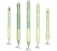 5 Stylos Gel, Stylo Encre À Séchage Rapide Point Fin Noir 0,5 Mm, Remplissage Esthétique Rétractable Rollerball Gel Pen Fournitures Scolaires Journal Écriture Lisse (Vert)
