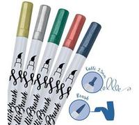 5 Stylos-Pinceaux 1 Pointe Calligraphie et Pointe Pinceau - Couleurs Métalliques G