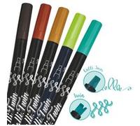 5 Stylos-Pinceaux 1 Pointe de Calligraphie et Pointe Fendue - Couleurs Fresh G