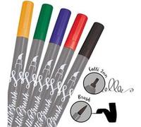 Online – 5 stylos Calli.Brush Classic – 2 mm calligraphie et pointe pinceau – Couleurs intenses