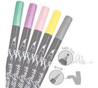 5 Stylos-Pinceaux 1 Pointe de Calligraphie et Pointe Pinceau - Couleurs Pastel G