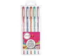 5 stylos roller gel métalisés UNIBALL Signo pointe moyenne G