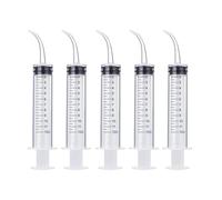 5 Stylos-Seringues à Embout Courbé 12 ml - Pour Irrigateur Buccal, Soins des Animaux et Application de Colle - Lavable et Réutilisable