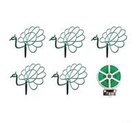 5 supports de fleurs en plastique en forme de paon avec fil de serrage pour sécuriser et soutenir les tournesols ou autres fleurs dans les jardins ou balcons