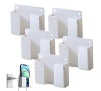 5 supports muraux pour téléphone portable avec support adhésif, boîte de rangement multifonctionnelle avec trous de gestion des câbles, convient pour salle de douche, table de chevet, blanc.