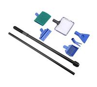 5 sur 1 kit de Soins d'aquarium | Brosse de réservoir de pêche/Gravier/Solution | Outils en Acier Inoxydable Puissant | Comprend Le Filet, Le râteau, Le racloir
