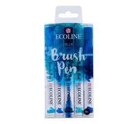 Ecoline Brush Pen Set de 5 marqueurs pointe feutre - Teintes bleus | Marqueurs à dégrader pour lettering, dessin & journaling