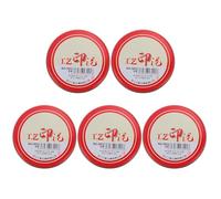 5 tampons encreurs ronds rouges en boîte fer format moyen | Pour bureau et rédaction de contrats, surface textile, coffret métallique, lot compact