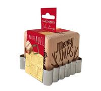 SCRAP COOKING 5138 Tampon Pâtisserie en Bois à Motifs de Noël-avec 1 Découpoir Emporte-Pièce Biscuit & Cube Xmas avec 5 Faces Gravées en Relief-Moule Décoration