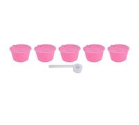 5 tasses à café réutilisables avec cuillère,Capsule de café en acier inoxydable de 50 ml, adaptées aux modèles Nescafé Dolce Gusto Melody, Genio, Mini Me, Esperta et Circolo(ROSE)