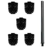 5 têtes de rechange pour brosse de toilettes - Avec poignée de 26 cm - Coloris noir