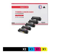 5 Toner pour CANON 046 BK (CF410X) (x2) + 046 C (CF411X) + 046 M (CF413X) + 046 Y (CF412X) Black x2 + Cyan + Magenta + Jaune BK:12500 CMY:10000 Pages avec Canon i-SENSYS LBP-650 Series Canon i-SENSYS