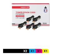 5 Toner pour EPSON C13S050630 Black x2 + Cyan + Magenta + Jaune BK:3000 CMY:2500 Pages avec Epson Aculaser C 2900 DN C 2900 N C 2900 Series CX 29 DNF CX 29 NF