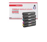 5 Toner pour HP CE270A 650A (x2) + CE271A 650A + CE273A 650A + CE272A 650A Black x2 + Cyan + Magenta + Jaune BK:13500 CMY:15000 Pages avec P Color LaserJet Enterprise CP5525 series