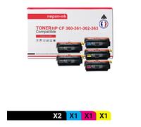 5 Toner pour HP CF360X (x2) + CF361X + CF363X + CF362X Black x2 + Cyan + Magenta + Jaune BK:12500 CMY:9500 Pages avec P Color LaserJet Enterprise M552dn P Color LaserJet Enterprise M553dn P Color Lase