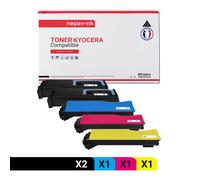 5 Toner pour KYOCERA TK550K Black x2 + Cyan + Magenta + Jaune BK:7000 CMY:6000 Pages avec Kyocera FS-C 5200 DN
