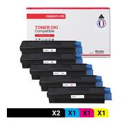 5 Toner pour OKI 43034808 Black x2 + Cyan + Magenta + Jaune 1500 Pages avec OKI C 3100 OKI C 3200 OKI C 3200 N OKI C 3200 Series