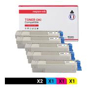 5 Toner pour OKI 43324424 Black x2 + Cyan + Magenta + Jaune BK:6000 CMY:5000 Pages avec OKI C 5500 N OKI C 5550 MFP OKI C 5550 n MFP OKI C 5800 OKI C 5800 DN OKI C 5800 LDN OKI C 5800 N OKI C 5900 OKI