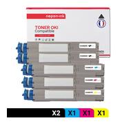 5 Toner pour OKI 43459332 Black x2 + Cyan + Magenta + Jaune BK:2500 CMY:5000 Pages avec OKI C 3300 OKI C 3300 N OKI C 3300 Series OKI C 3400 OKI C 3400 N OKI C 3450 OKI C 3450 N OKI C 3600 OKI C 3600